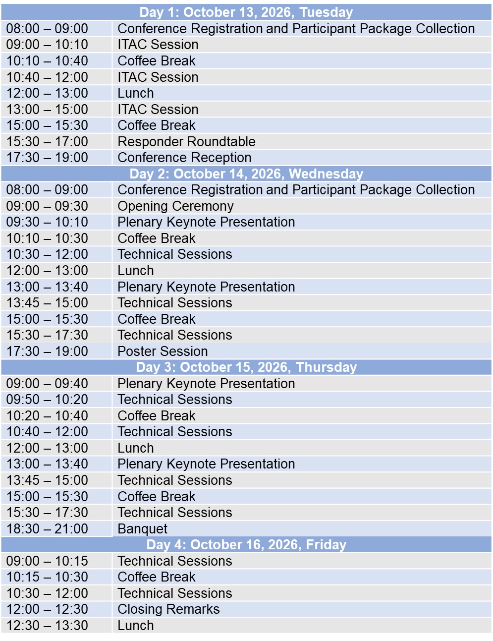 Preliminary Conference Schedule